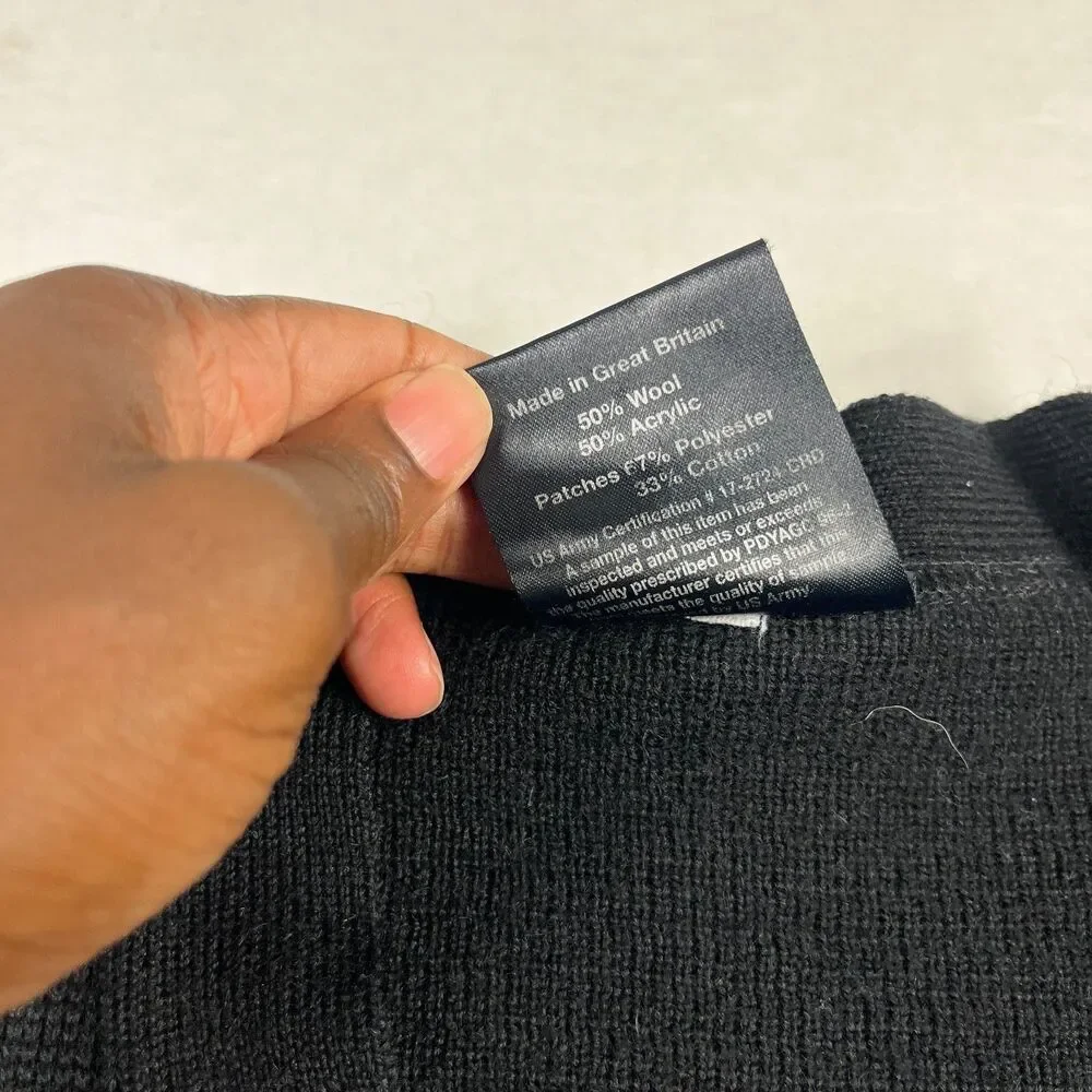 Military Equipment Wool Blend Cardigan Sweater Black Button Up Utility 38R Med
